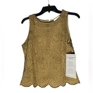 VTG Chadwick’s Top Women’s Medium Sleeveless Beaded Floral Gold NWT Deadstock